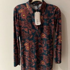 XS Zara long-sleeved mini floral dress